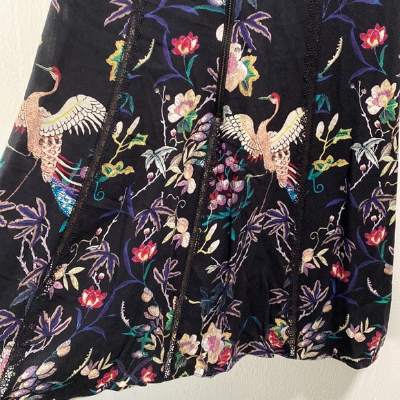Alice + Olivia Amara Floral Bird Print Lace Trim Dress, Size 0 - Picture 10 of 12